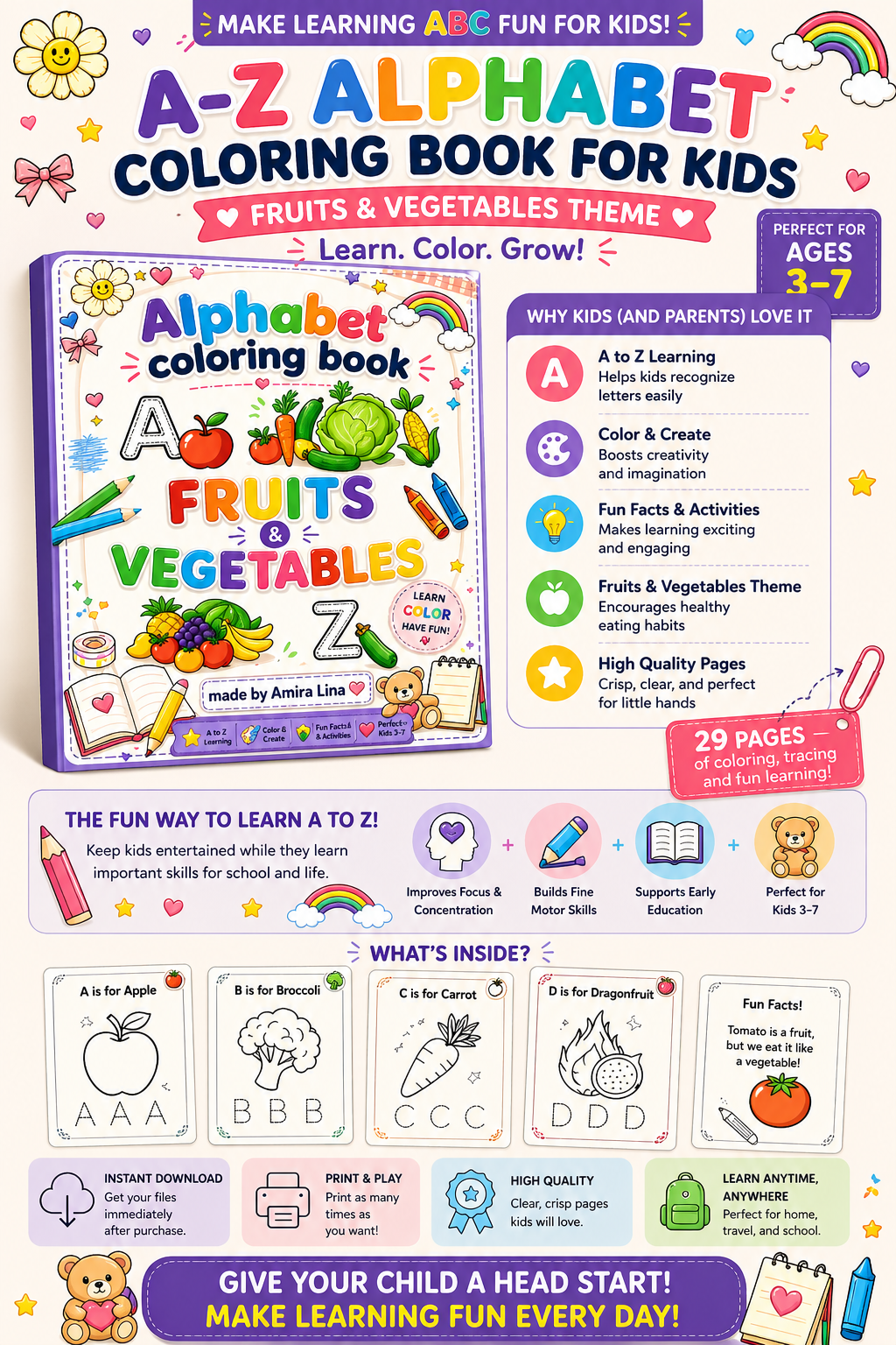 🌈 Make Learning ABC Fun 🎨 | A–Z Alphabet Coloring Book for Kids (Ages 3–7) - Image 1